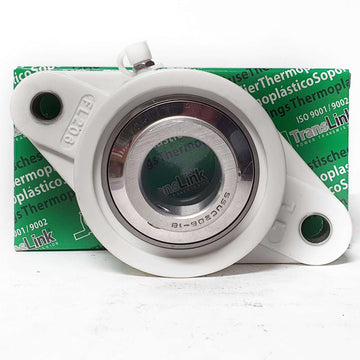 ▷ Chumacera UCFLP206-18 | Soporte termoplástico de 2 agujeros para eje de 1-1/8""