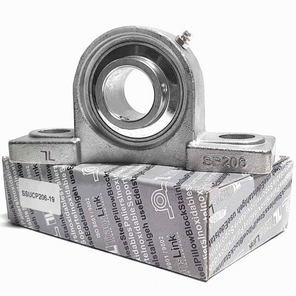 ▷ Soporte SUCP206-19 de banco acero inoxidable para eje de 1-3/16" - 2