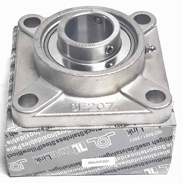 ▷ Chumacera SUCF207 | Soporte acero inoxidable de pared para eje de 35mm