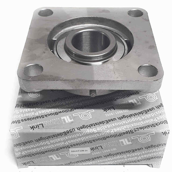 ▷ Chumacera SUCF208-24 | Soporte acero inoxidable de pared para eje de 1-½"