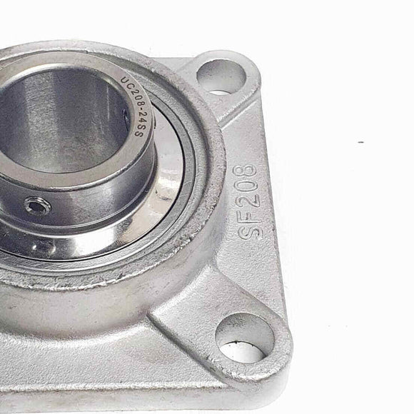 ▷ Chumacera SUCF208-24 | Soporte acero inoxidable de pared para eje de 1-½"