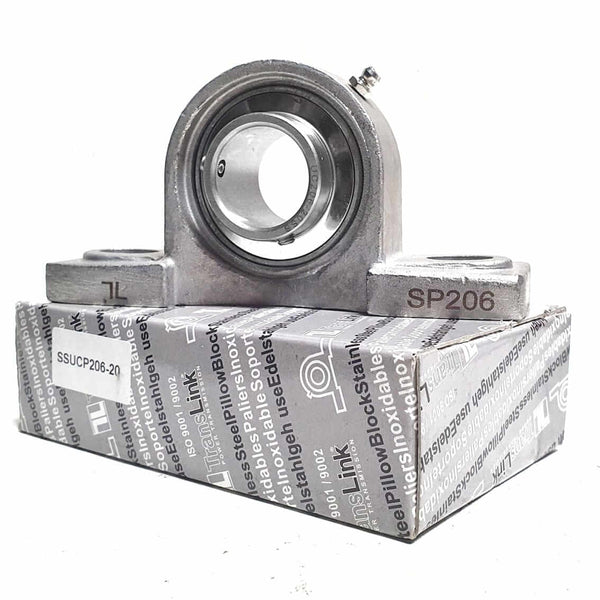▷ Soporte SUCP206-20 de banco acero inoxidable para eje de 1-¼ " - 2