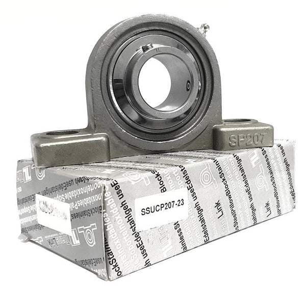 ▷ Soporte SUCP207-23 de banco acero inoxidable para eje de 1-7/16 " - 2